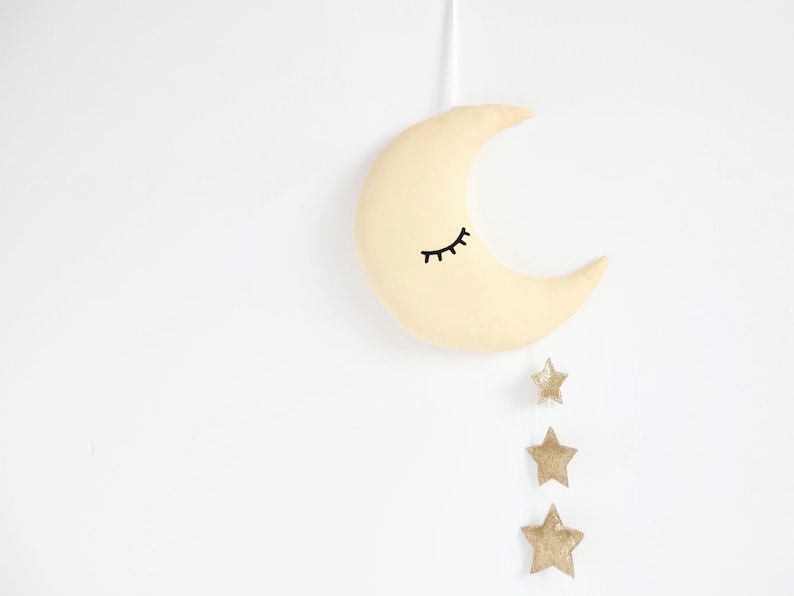 Moon Mobile, Baby Mobile, Moon Nursery Decor, Celestial Mobile, Moon And Stars Decor, Crib Toys, Nursery Mobile, Crescent Moon Mobile image 2