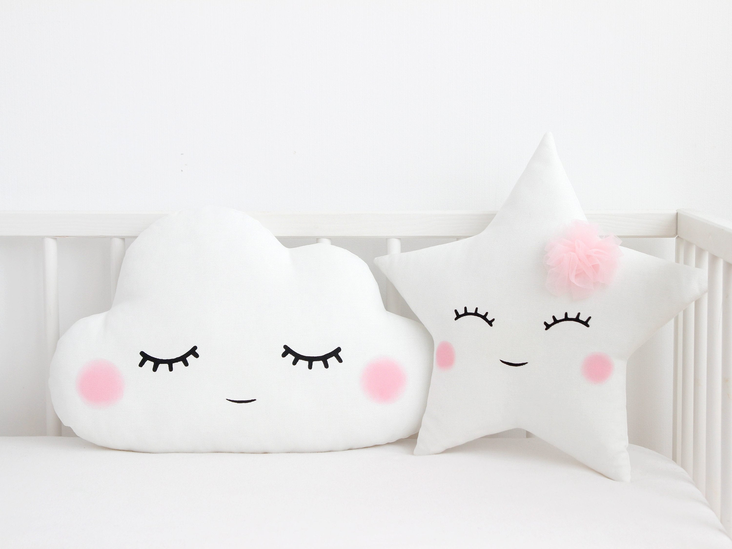 Set of Cloud and Star Shaped Pillows Baby Cushion Nursery Decor