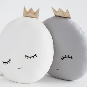 Almofada de lua cheia com coroa de glitter para decoração de berçário, ideia de presente de chá de bebê Almofada de sonho Menina Cama infantil Menino Tenda Céu Gênero neutro