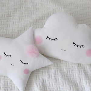 Set of cloud and star shaped pillows Baby cushion Nursery decor for girl image 6