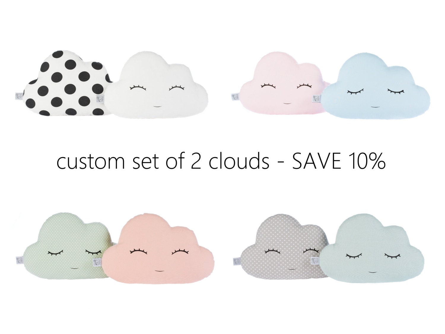 Custom Set of Two Cloud Pillows Cloud Cushions 12 Colors Etsy