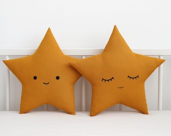 Kids throw pillow ~ Yellow honeycomb star cushion ~ Toddler teepee pillow