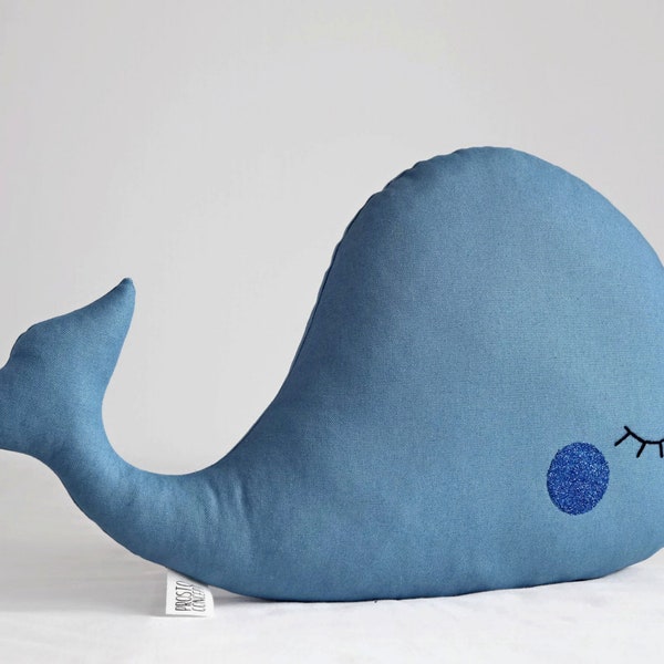 Oreiller de baleine, coussin de vie marine, décor de pépinière Kawaii, coussin nautique, oreiller de bébé, cadeau pour les enfants, oreiller d’animal, décor de chambre de bébé garçon