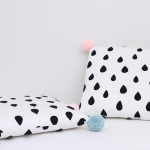 Pom Pom Pillow, Monochrome Pillow, Scandinavian Pillow, Cushion With Pom Poms, Black And White Pillow, Nordic Pillow, Minimalist Pillow zdjęcie 5