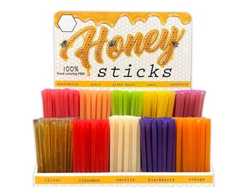 Honey Stick Display with 500 Assorted Honey Sticks - FREE SHIPPING, Wholesale Honey Sticks