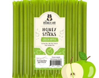 Green Apple Honey Sticks, Party Favors for Guests, Birthday Party Favors, FREE SHIPPING