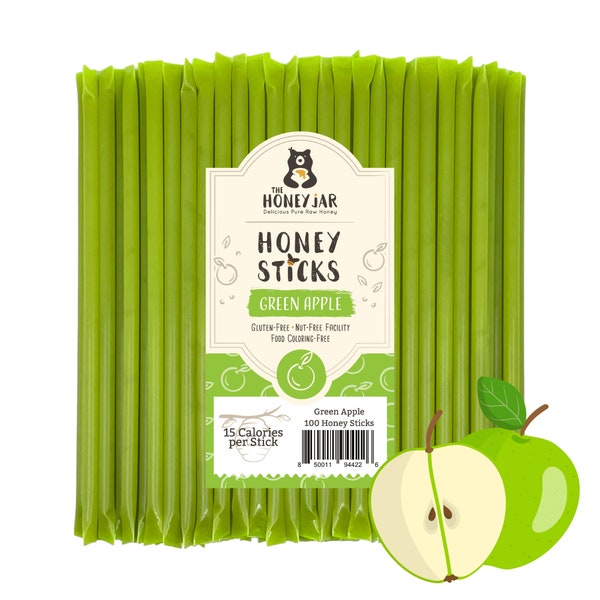 Green Apple Honey Sticks, Party Favors for Guests, Birthday Party Favors, FREE SHIPPING