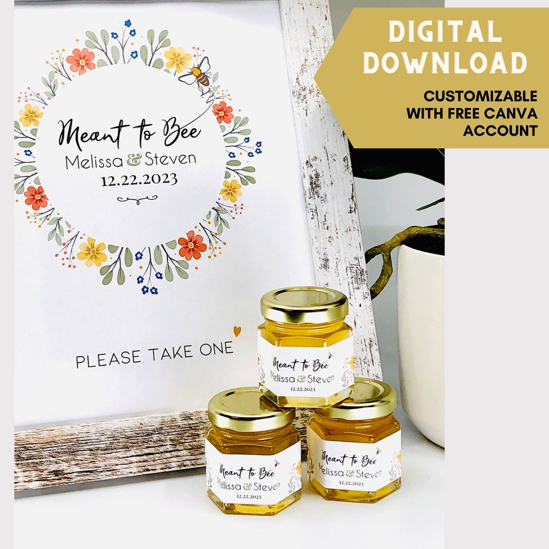 Honey Wedding Shower Party Favor Labels Editable Digital Download