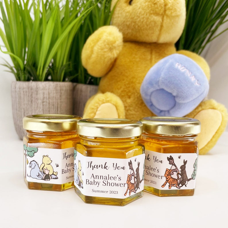 Winnie the Pooh and Friends Honey Baby Shower Party Favor Thank You Personalized Label with Charm, & Dipper image 4