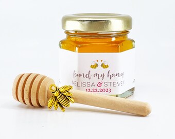 Found My Honey Wedding Favor - Personalized Label with Charm, Dipper, & Free Printable Sign