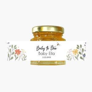 Baby to Bee Honey Baby Shower Favor Personalized Label with Charm, Dipper, & Free Printable Sign image 3