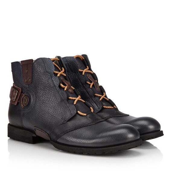navy blue casual boots