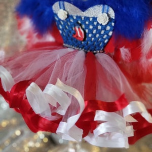 Tutu Centerpiece, Puertorican princess, Puertorican flag, Ribbon trimmed tutu, Princess dress, Sweet 16 party favor, Quinceañera decor, Girl