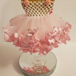 Tutu Centerpiece, Ribbon trimmed tutu centerpiece, Quinceañera Centerpiece, Sweet 16, Babyshower centerpiece, Princess centerpiece, Flower