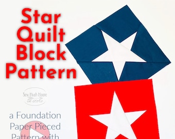 Patrón de bloque de colcha de estrella, pieza de papel base en PDF para descarga digital