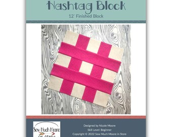 Patrón en PDF para bloque de colcha con hashtag