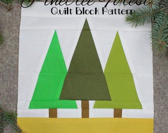 Patrón en PDF para el bloque de colcha Bosque de Pinos