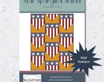 Patrón en PDF para la colcha con el escudo estrellado.