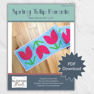 Spring Tulip Parade Table Runner - PDF Pattern