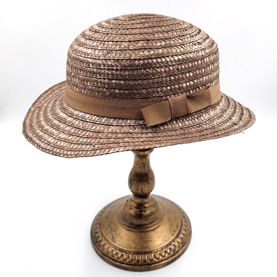 Vintage Marshall Field Brown Straw Hat Made in It… - image 1