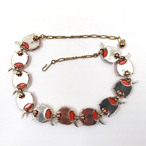 1960s Coro Red Thermoset Gold Tone Necklace - image 4