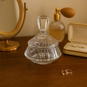 Lead Crystal Covered Trinket Dish / Candy Dish