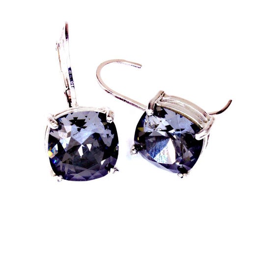 Translucent Rhinestone Drop Earrings: Silver-Tone… - image 1