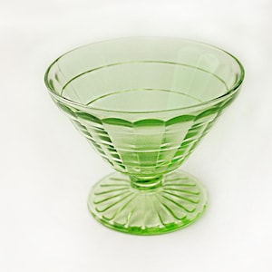 Uranium Glass Dessert Dish: Art Deco Glow-Up, 1930s Vintage