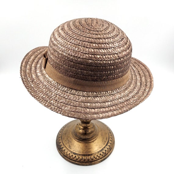 Vintage Marshall Field Brown Straw Hat Made in It… - image 5