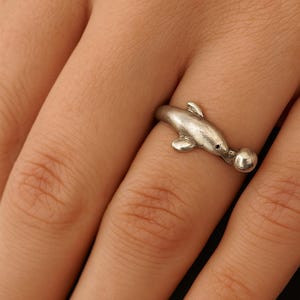 Sterling Silver Dolphin Ring: Playful Sea Life Jewelry, Size 6