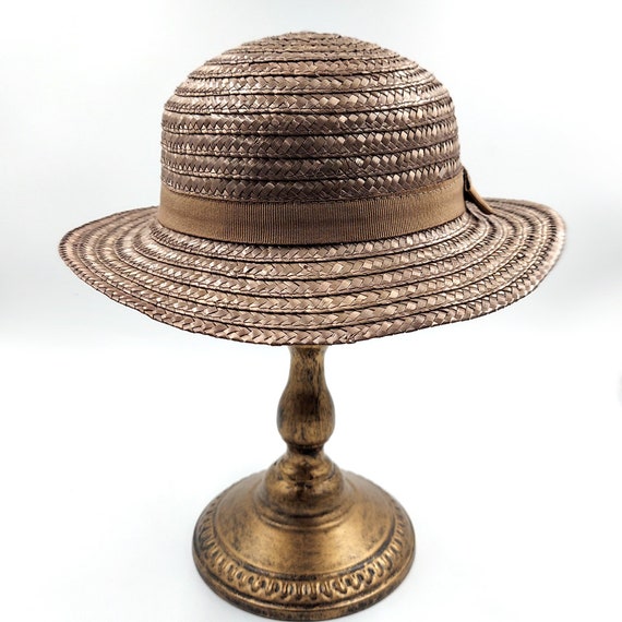 Vintage Marshall Field Brown Straw Hat Made in It… - image 3