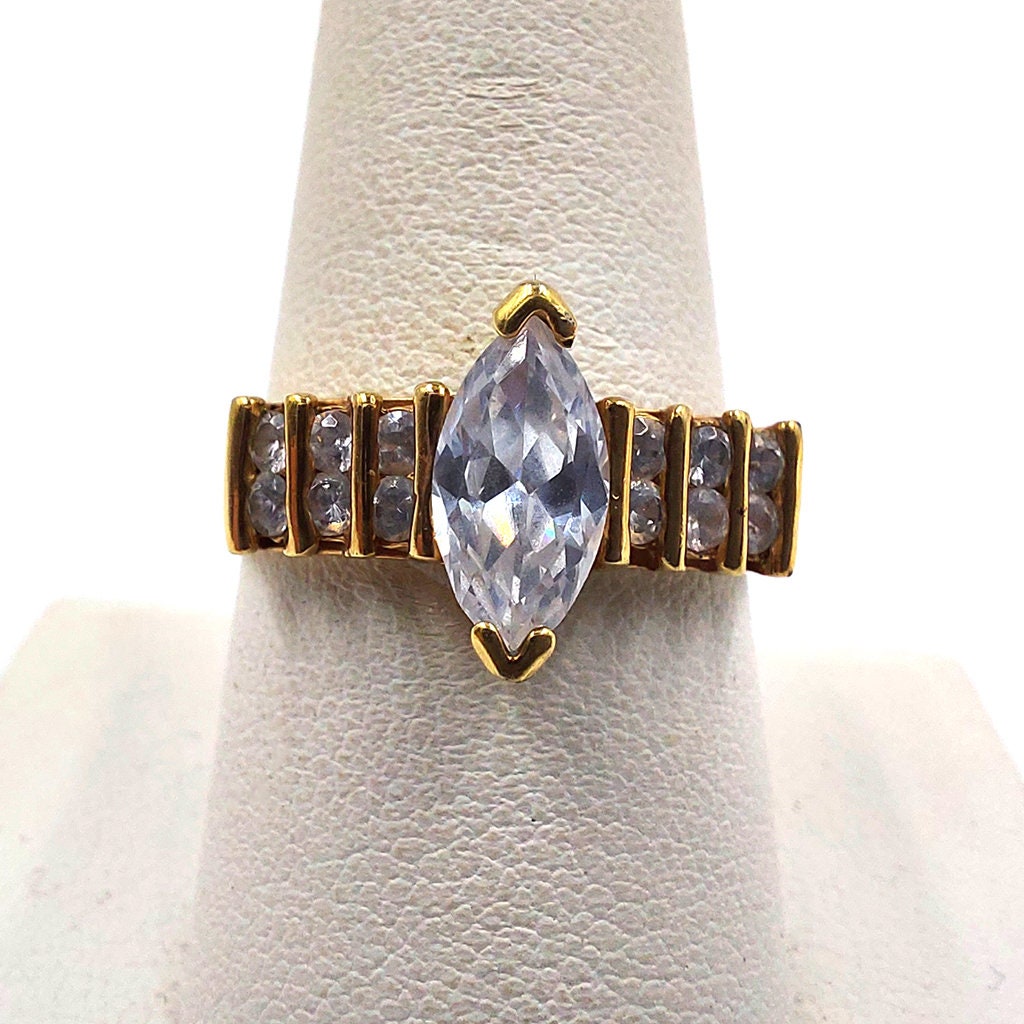 Vintage EDCO Gold Tone Cocktail Ring - Etsy