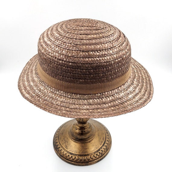 Vintage Marshall Field Brown Straw Hat Made in It… - image 2