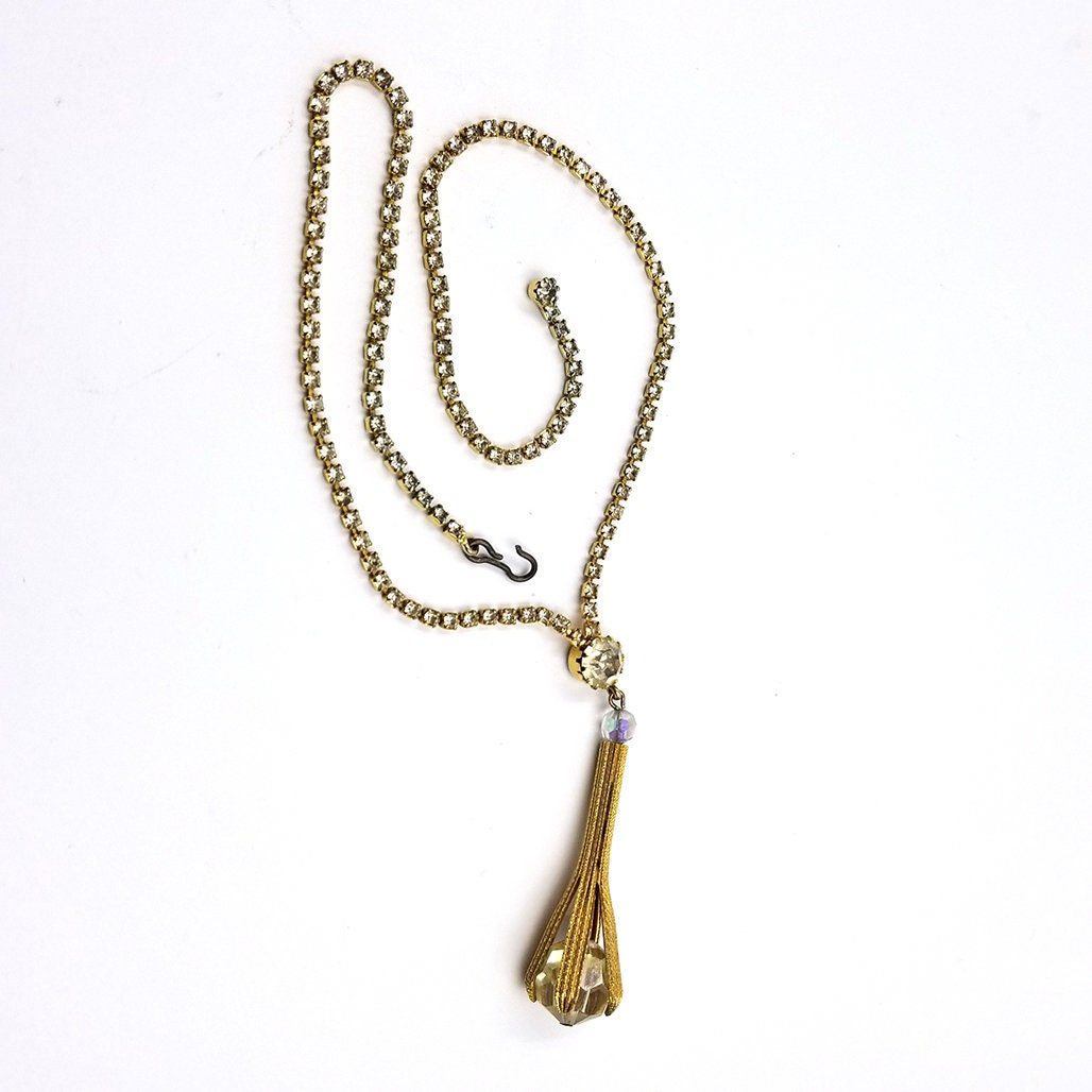 Gold Crystal Drop Pendant Necklace Etsy UK