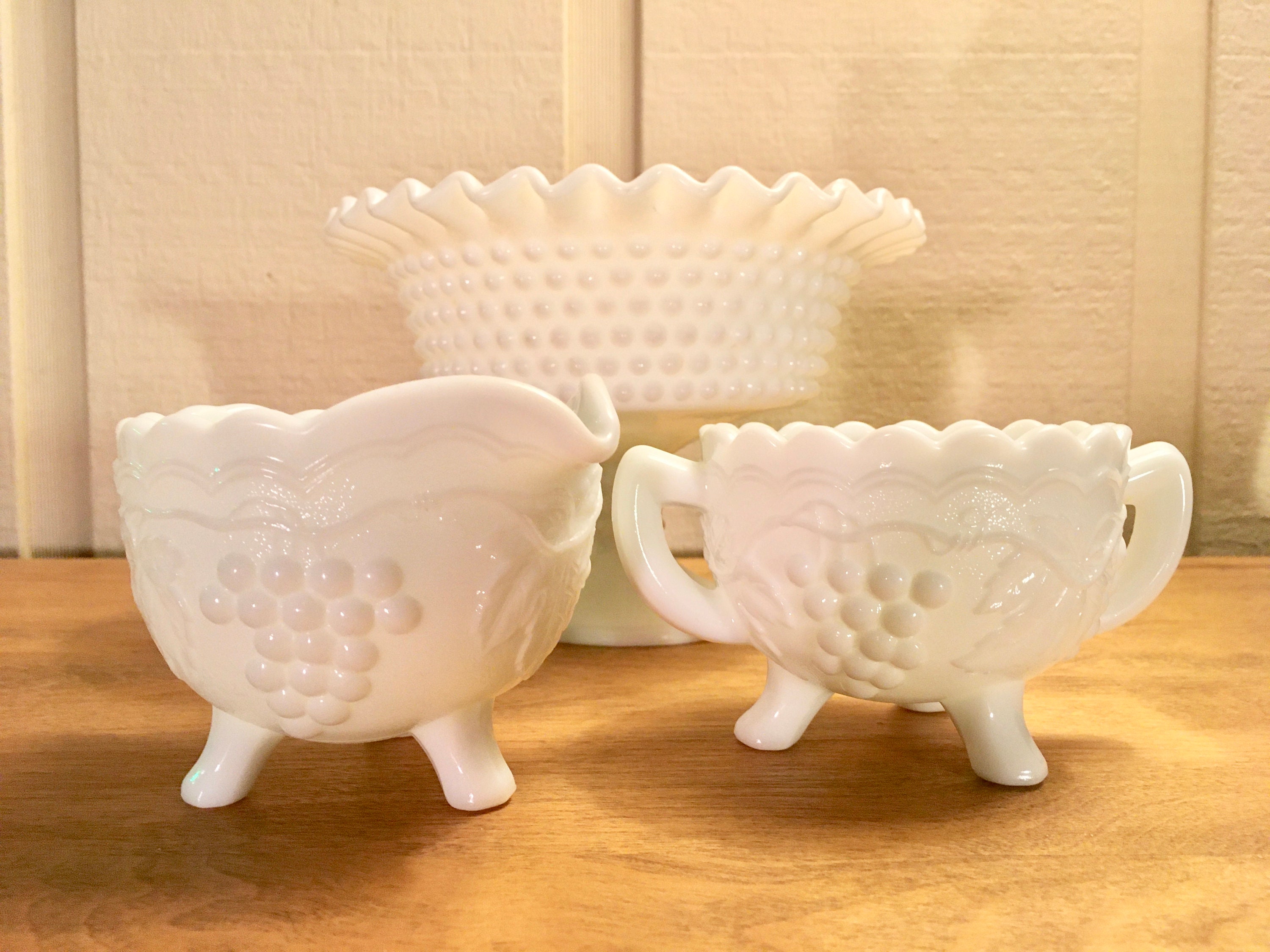 Vintage Milk Glass Creamer Sugar Bowl by Imperial Glass Etsy