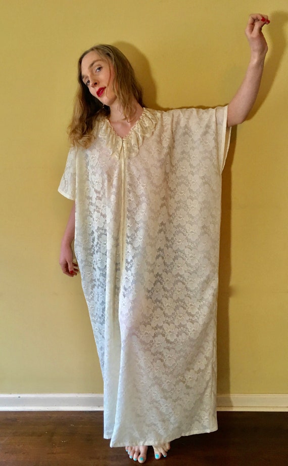 Vintage 1970s CAFTAN by Andrew Downs White Cream … - image 4