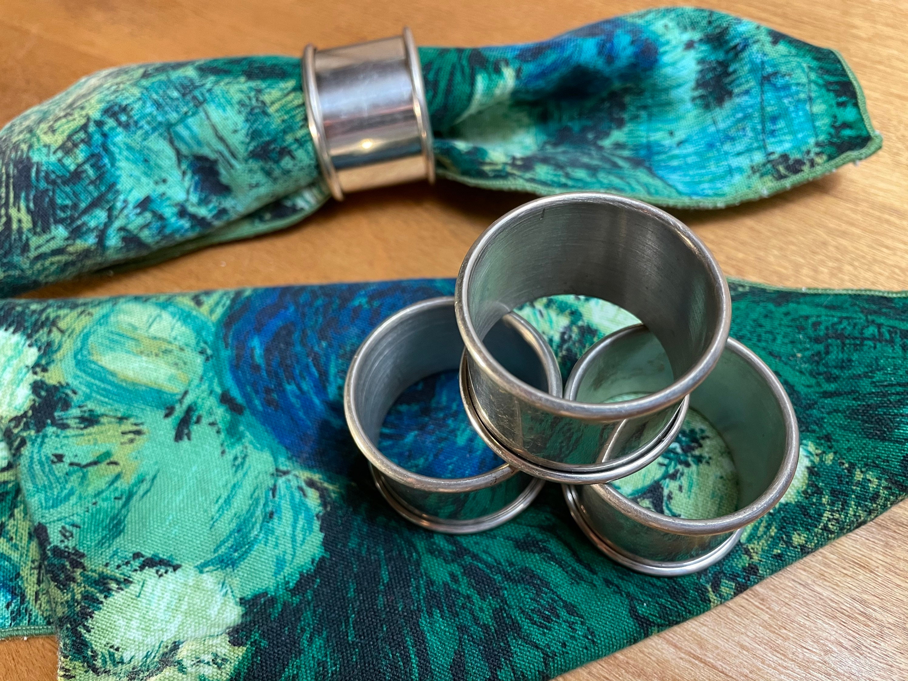 Vintage Metal Napkin Rings Set of 4 Pewter Silver Serving No Etsy