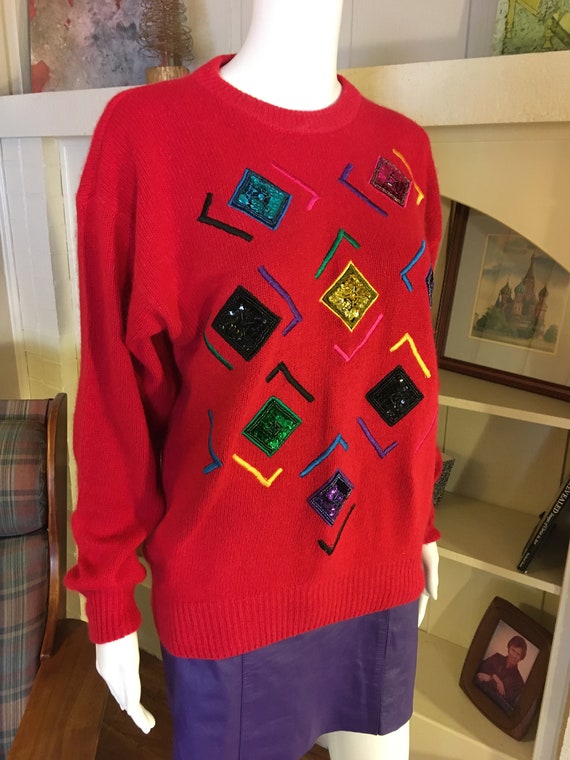 Vintage Festive Holiday Sweater by Santoria 90s R… - image 3