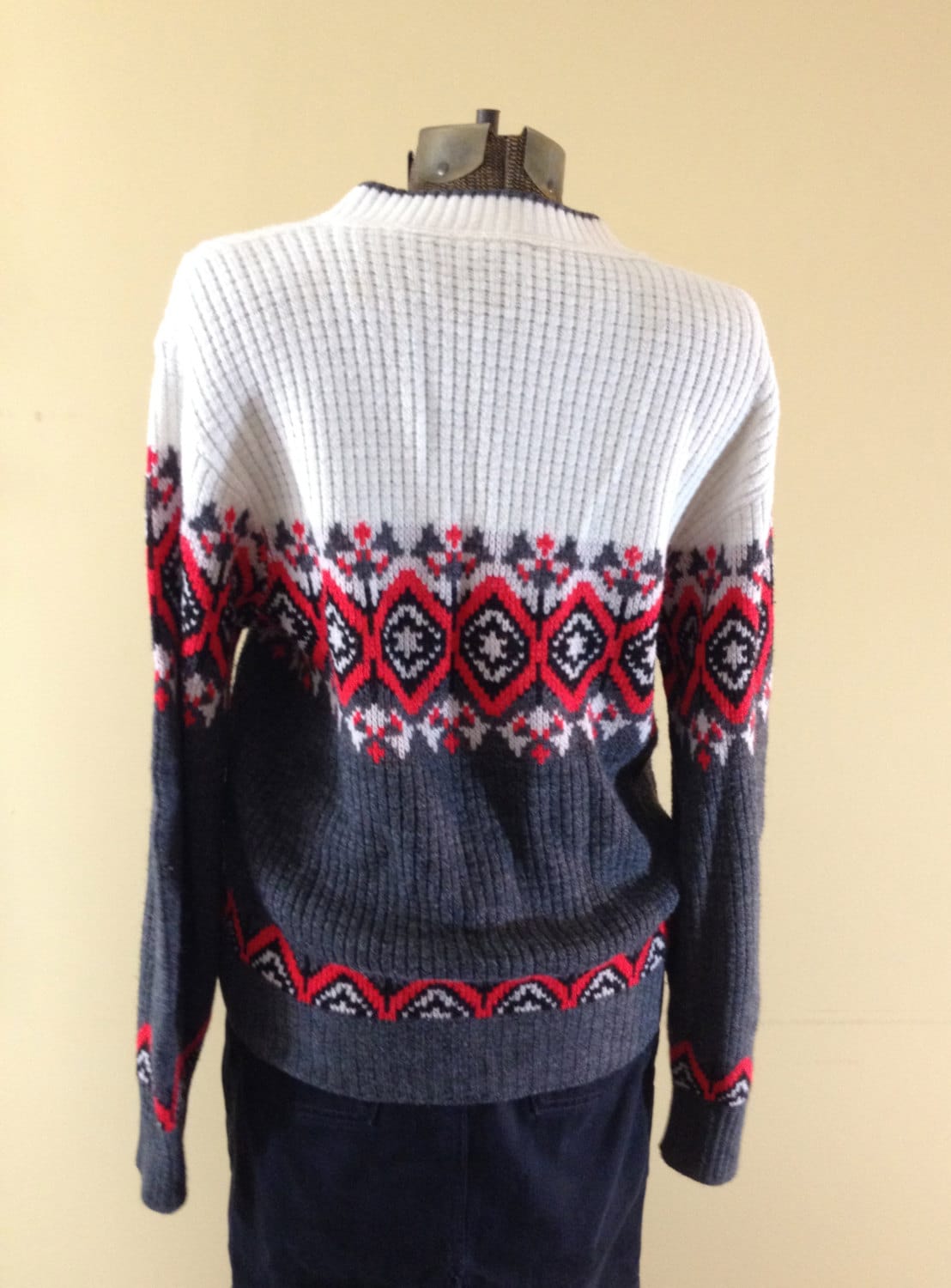 Vintage 80's Soft Cozy Ski Sweater V-neck Acrylicl - Etsy