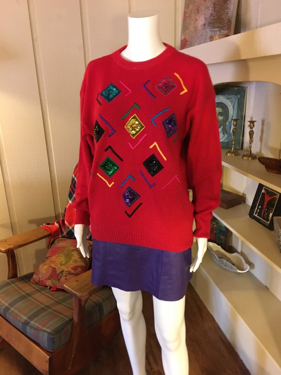 Vintage Festive Holiday Sweater by Santoria 90s Re
