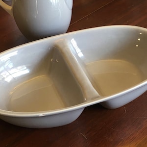 Vintage Casual California  Dusk Gray Divided Serving Bowl Coupe Shape by Metlox  Mid Century PoppyTrail Vernon 1950s