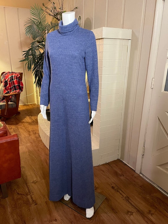 Vintage 70s Wool Knit Gown 1970s Chic Maxi Sweater