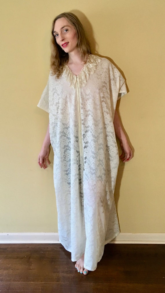 Vintage 1970s CAFTAN by Andrew Downs White Cream … - image 2