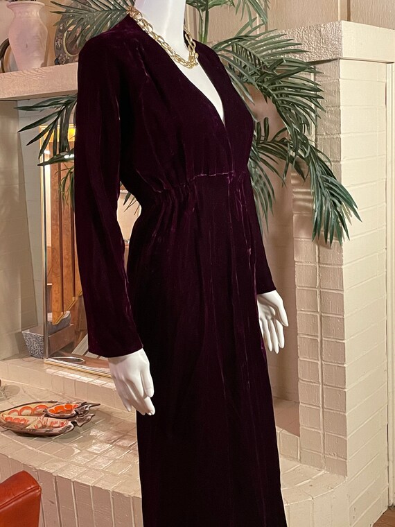 1970s Halston Rich Purple Velvet Deep Plunge Dress main image 0