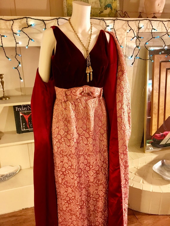 Gorgeous 1960s Pink Brocade Evening Gown Matching