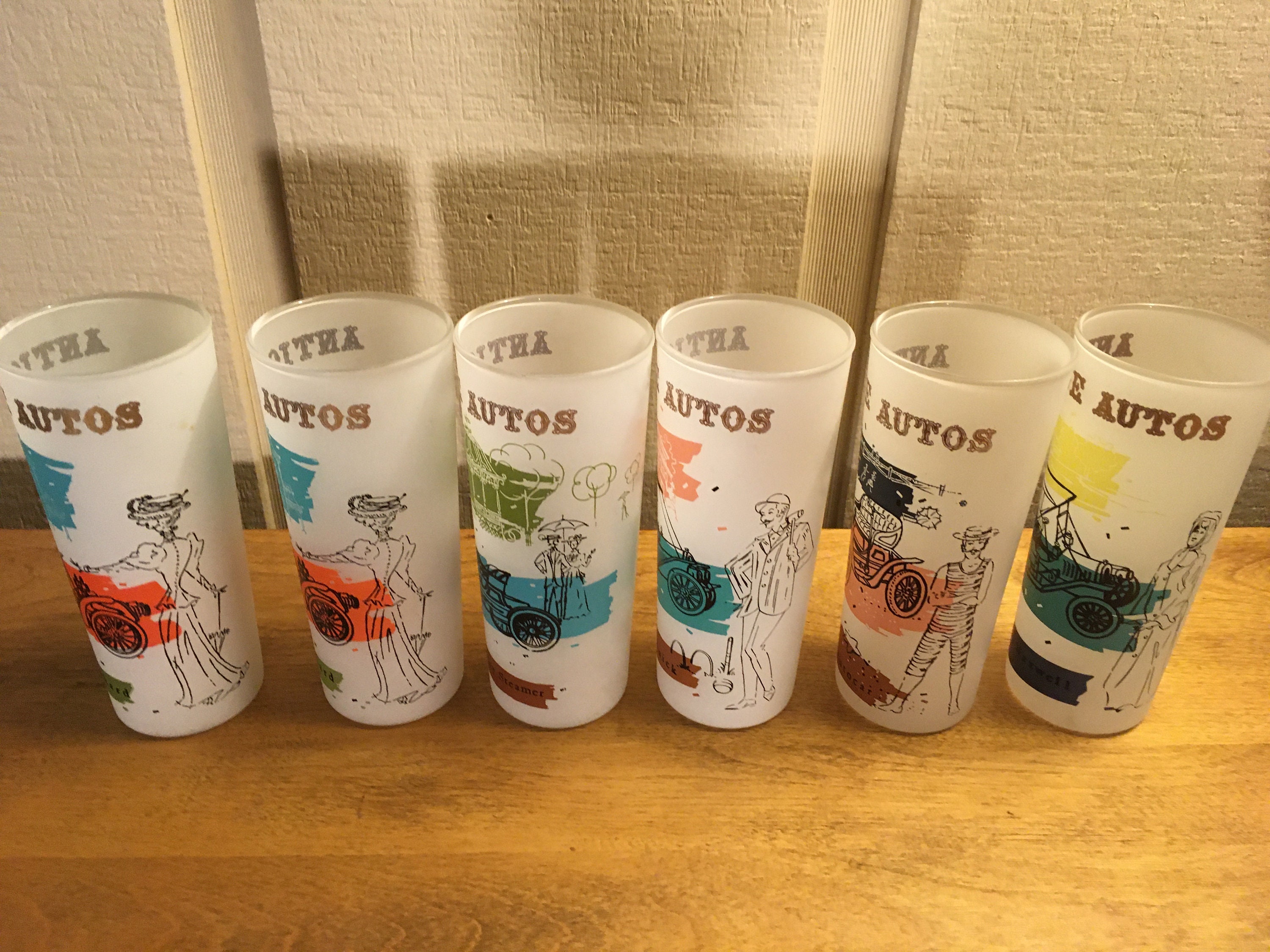 Vintage Antique Auto Collins Glasses Frosted Car Tumblers Mid | Etsy