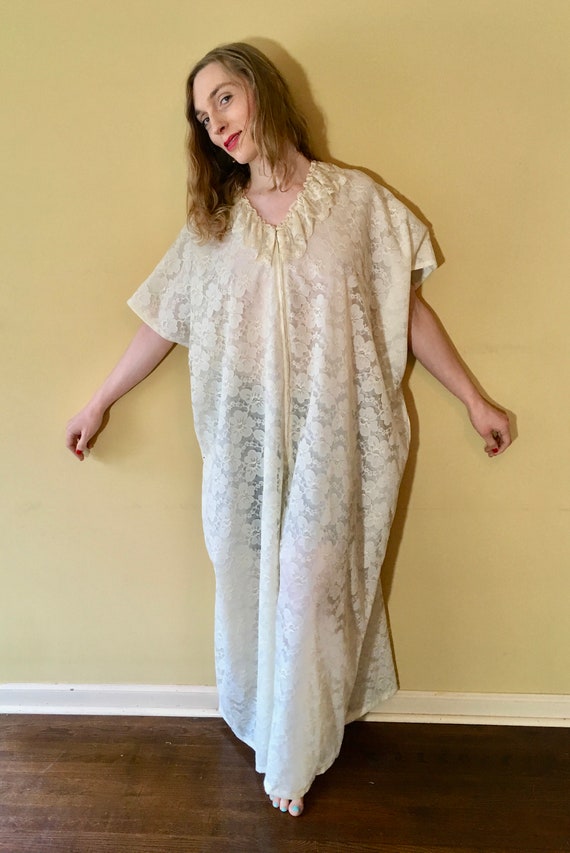 Vintage 1970s CAFTAN by Andrew Downs White Cream … - image 3