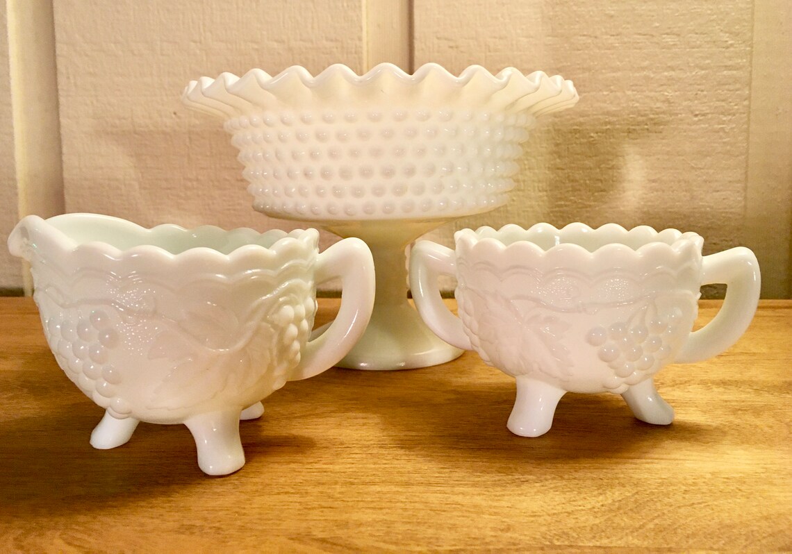 Vintage Milk Glass Creamer Sugar Bowl by Imperial Glass Etsy