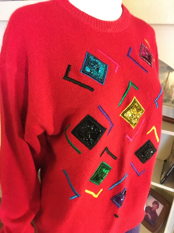 Vintage Festive Holiday Sweater by Santoria 90s R… - image 5