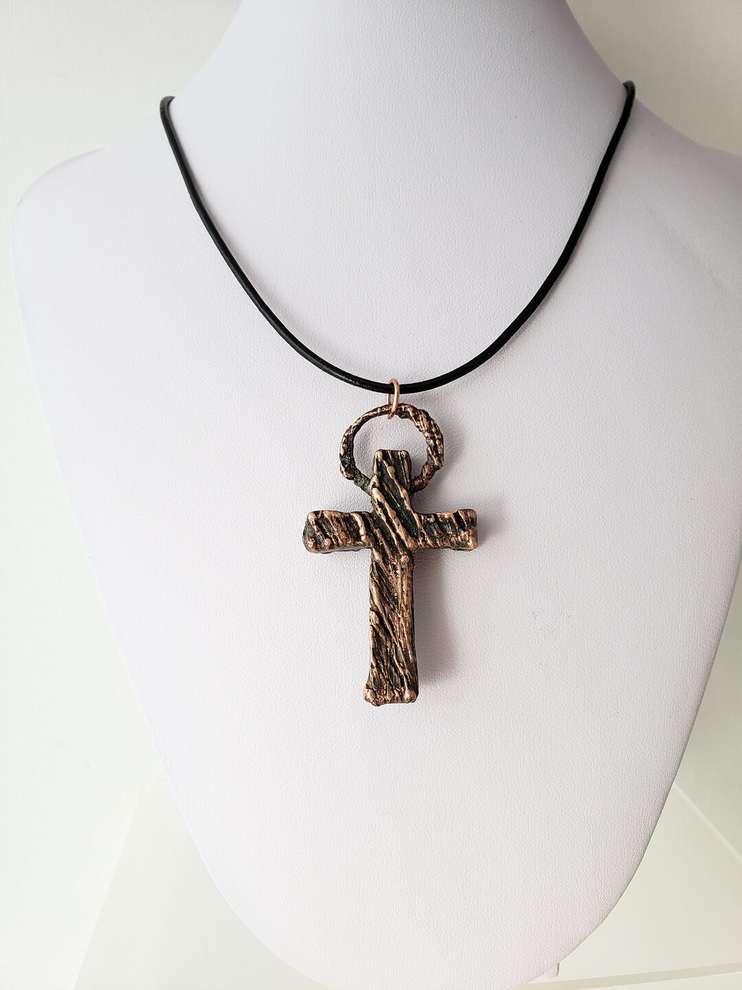 Copper Cross Pendant Necklace Electroformed Cross Copper Etsy